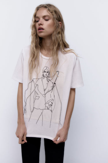 T-shirt en organza à motif